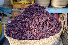 Dried Hibiscus Flowers for Sale in Aswan Egypt Market