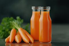 Fresh Carrot Juice Alongside Vibrant Whole Carrots