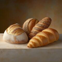 Freshly Baked Artisan Breads on Display in Bakery