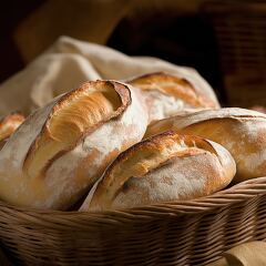 Freshly Baked Bread in a Rustic Basket