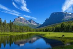 Majestic Mountains and Serene Waters in National Park