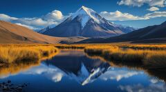 Majestic Mountains Reflect in Serene River Landscape