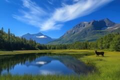 Majestic Reflections in a Tranquil National Park Landscape