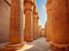 Massive Sandstone Columns in the Karnak Temple Hall