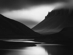 Mystical Black and White Landscape of Icelands Beauty