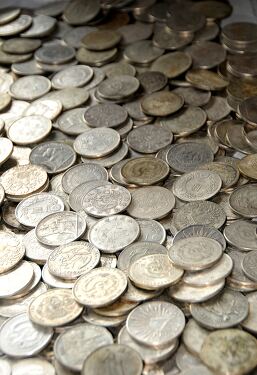 Old coins for sale in vibrant Singapore marketplace