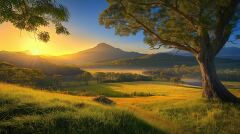 Peaceful Sunset Over Murwillumbah Hills, NSW