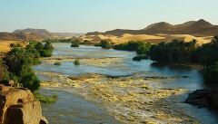 River Floods Its Banks in the Desert Landscape of the Nile