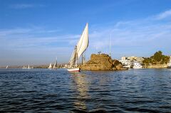 Sailing Boats on the Nile Near Aswan in Egypt