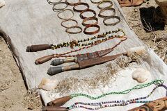 Samburu Tribe Jewelry and Crafts Displayed on Fabric