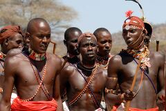 Samburu Warriors in Traditional Attire During a Ceremony