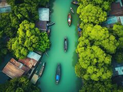 Serene Riverside in a Malay Fishing Village