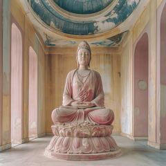 Statue of Guanyin Bodhisattva in Ancient Building