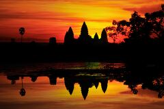 Sunset Reflections Over Angkor Wat in Siem Reap