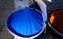 Vibrant Blue Powder at Market in Aswan Egypt