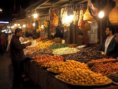 Vibrant Colors of Marrakech Market at Twilight