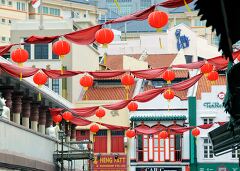 Vibrant lanterns adorn the streets during festive season