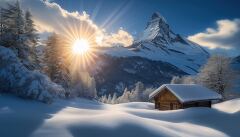 Winter Wonderland in Switzerland With a Cozy Wooden House