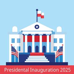 Presidential Inauguration Clipart 2025 with American Flags