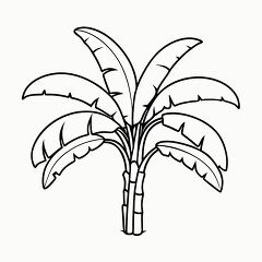 Printable Black Outline of a Banana Tree for Coloring