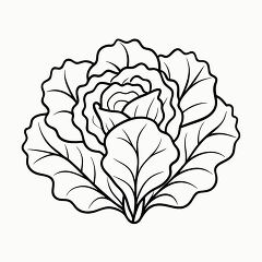 Printable Black Outline of a Lettuce Plant for Coloring