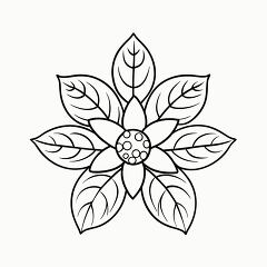 Printable Black Outline of an Ashwagandha Plant Design