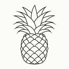 Printable Black Outline of Pineapple Plant for Coloring