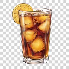 Refreshing Iced Tea With Lemon Slice in Clear Glass