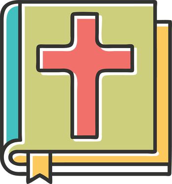 Religion Themed Clip Art of a Book With a Cross Design