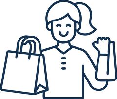 retail salesperson with shopping bag icon