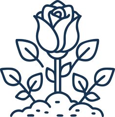 rose plant solid line icon