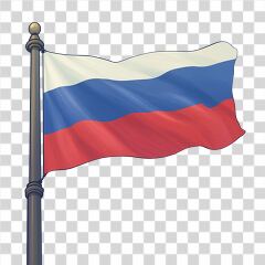 Russian Flag Flying on a Flagpole in Russias Landscape