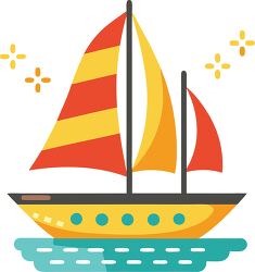 sailing boat in Colorful Minimalist shapes