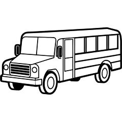 School Bus Black Outline Illustration