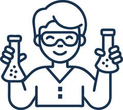 science student holding test tubes line icon