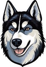 Siberian Husky Face Design With Black Outline