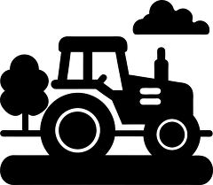 Silhouette of a Tractor with Tree and Cloud