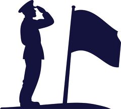 Silhouette of Soldier Saluting Flag With Pride and Respect