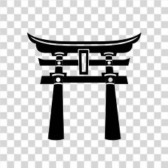 Simple Black and White Japanese Gate Icon Design