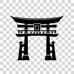 Simple Black and White Japanese Gate Icon for Design