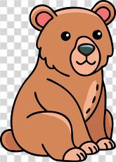 Smiling Brown Bear in Simple Clipart Style