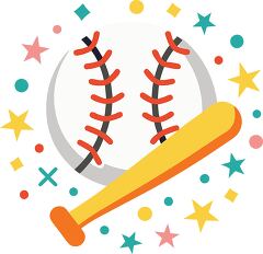 softball Colorful Minimalist Clip Art