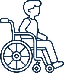 special needs student in wheelchair line icon