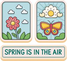 Spring Sticker With Flower and Butterfly Design Concept