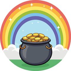 St Patricks Day Pot of Gold with Rainbow