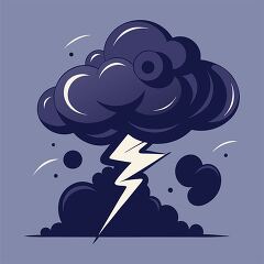 Stylized Cloud with Lightning Bolt