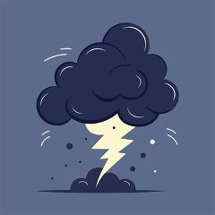 Stylized Cloud with Lightning Bolt Illustration