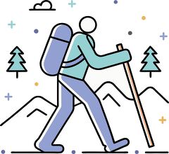 Stylized Hiker in Mountainous Landscape