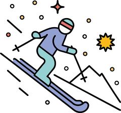 Stylized Skier Racing Down a Snowy Slope