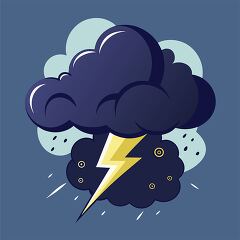 Stylized Storm Cloud with Lightning Bolt